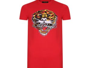 T-shirt με κοντά μανίκια Ed Hardy Tiger mouth graphic t-shirt red
